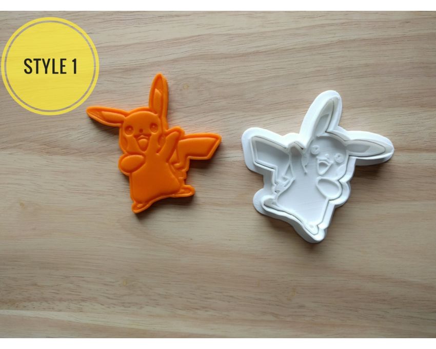 Pikachu Cookie Cutter and Stamp Set. Pokemon Cookie Cutter