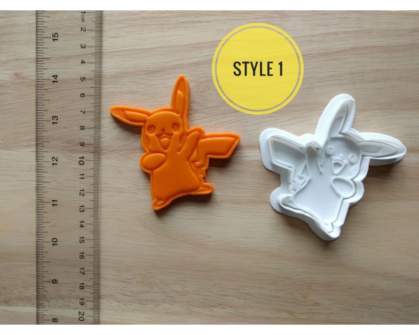 Pikachu Cookie Cutter and Stamp Set. Pokemon Cookie Cutter