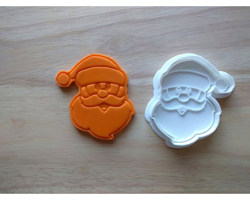 Santa Claus Cookie Cutter and Stamp Set. Christmas Cookie Cutter