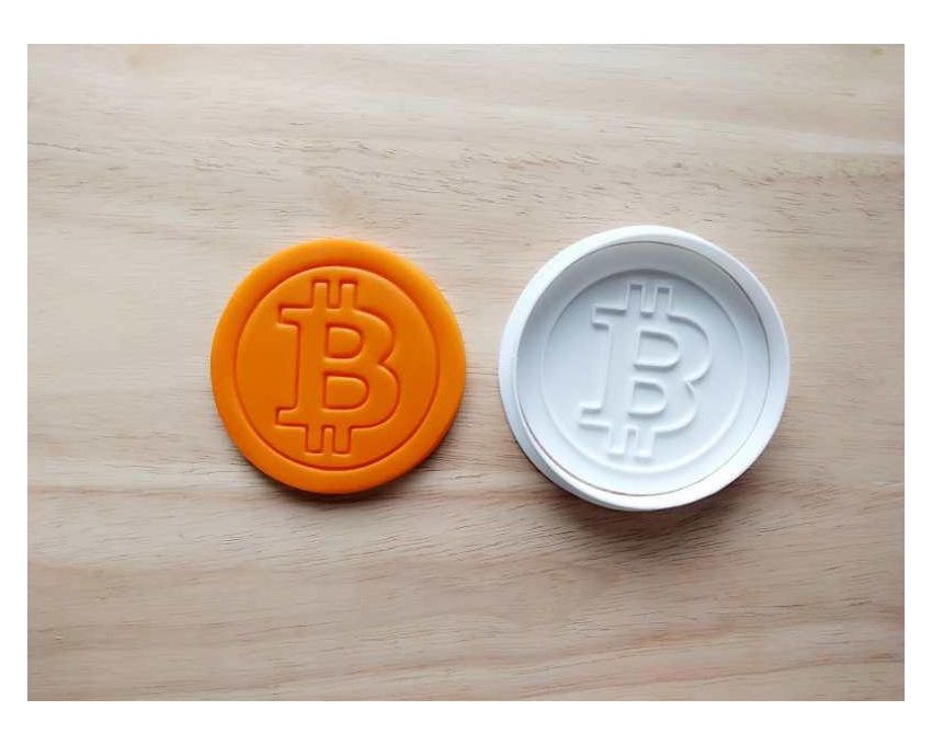 Bitcoin Cookie Cutter and Stamp Set. Unique Cookie Cutter