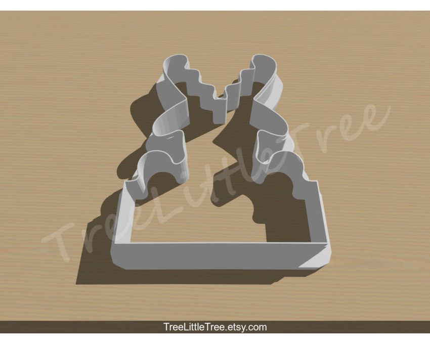 Reindeer with Banner Cookie Cutter. Christmas Cookie Cutter