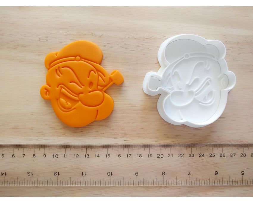 Popeye Cookie Cutter and Stamp Set. Cartoon Cookie Cutter