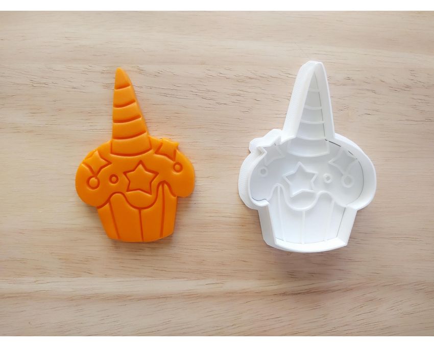 Unicorn Cupcake Cookie Cutter and Stamp Set. Unicorn Cookie Cutter