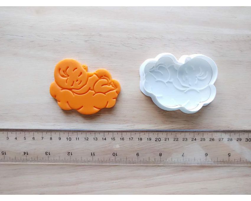 Baby Over Cloud Cookie Cutter and Stamp Set. Baby Shower Cookie Cutter