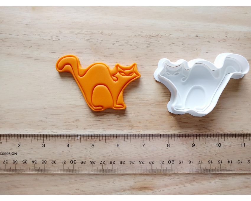 Halloween Cat Cookie Cutter and Stamp Set. Halloween Cookie Cutter