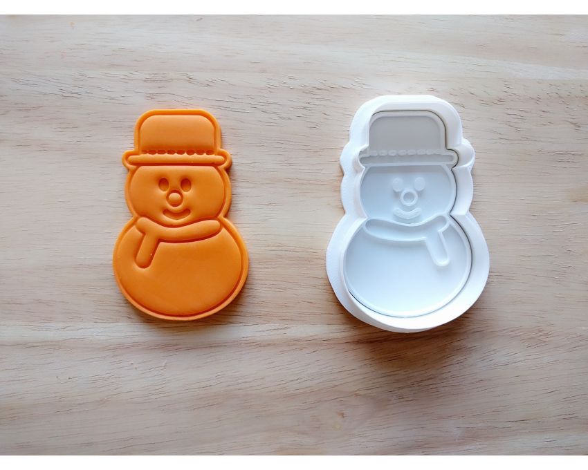 Snowman Cookie Cutter and Stamp Set. Christmas Cookie Cutter