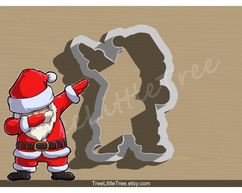 Dabbing Santa Claus Cookie Cutter. Christmas Cookie Cutter