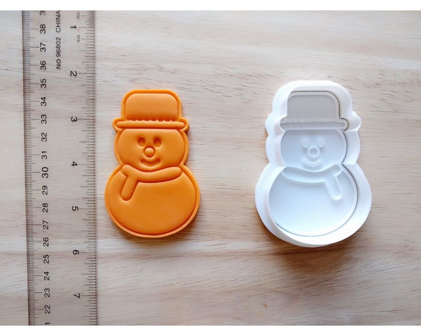 Snowman Cookie Cutter and Stamp Set. Christmas Cookie Cutter