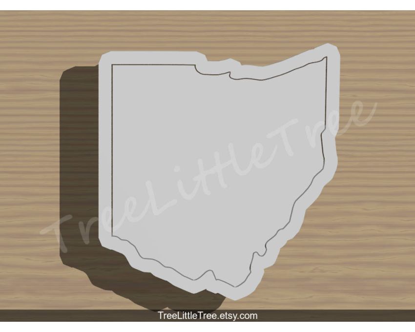 USA Ohio State Cookie Cutter and Stamp Set. USA Cookie Cutter