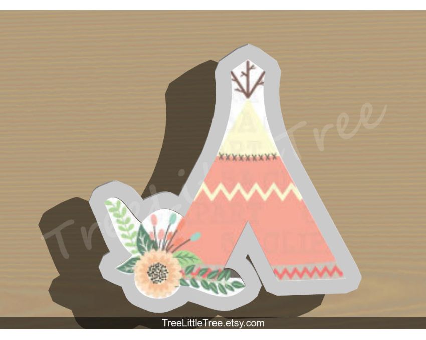 Floral Teepee Cookie Cutter. Unique Cookie Cutter