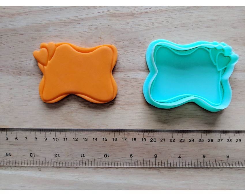 Heart Frame Cookie Cutter and Stamp Set. Valentine's day Cookie Cutter