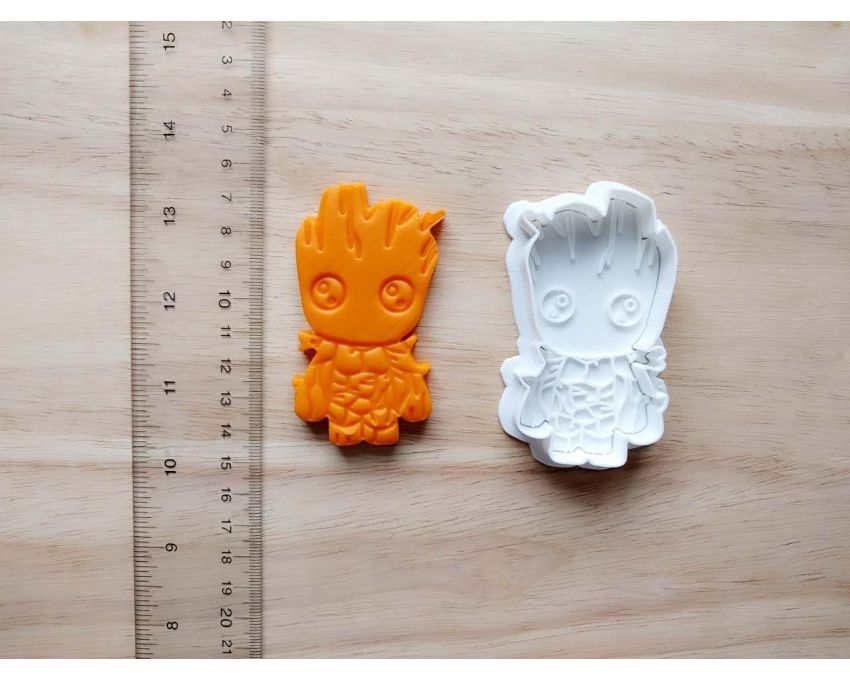 Baby Groot Cookie Cutter and Stamp Set. Cartoon Cookie Cutter