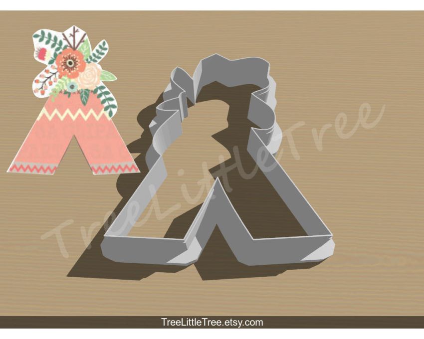 Floral Teepee Style2 Cookie Cutter.Unique Cookie Cutter