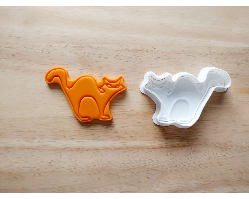 Halloween Cat Cookie Cutter and Stamp Set. Halloween Cookie Cutter