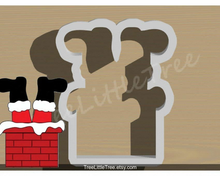Santa in Chimney Cookie Cutter. Christmas Cookie Cutter