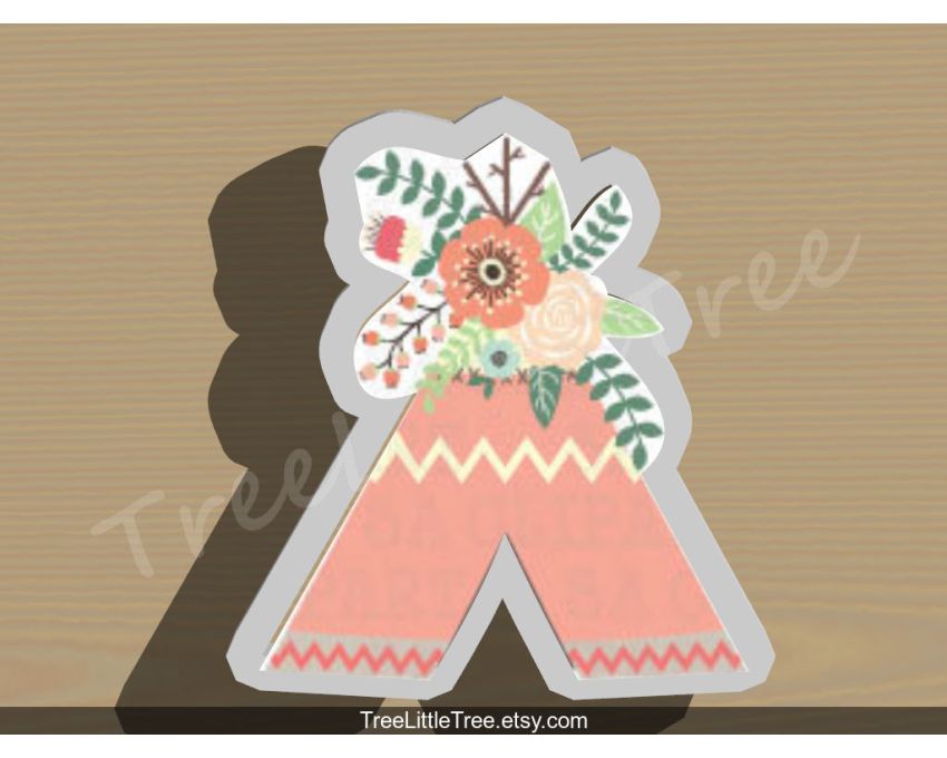 Floral Teepee Style2 Cookie Cutter.Unique Cookie Cutter