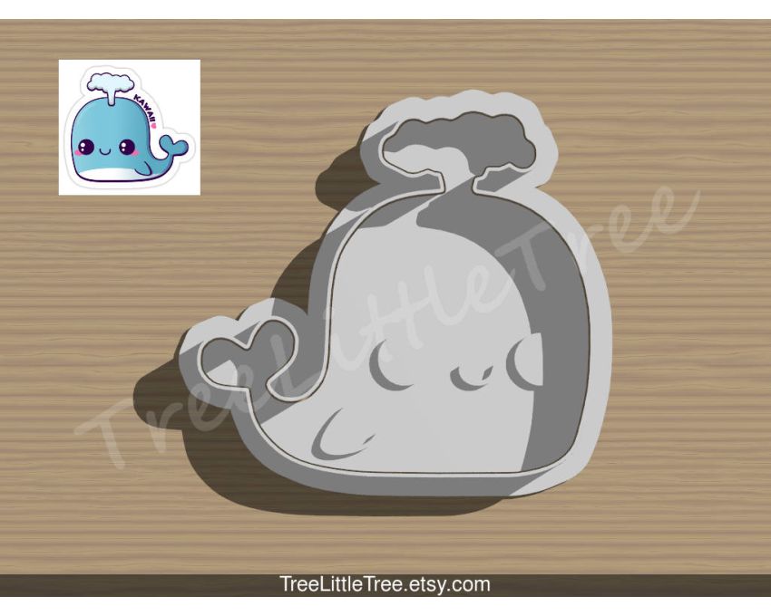Blue Whale Cookie Cutter and Stamp Set. Animal Cookie Cutter