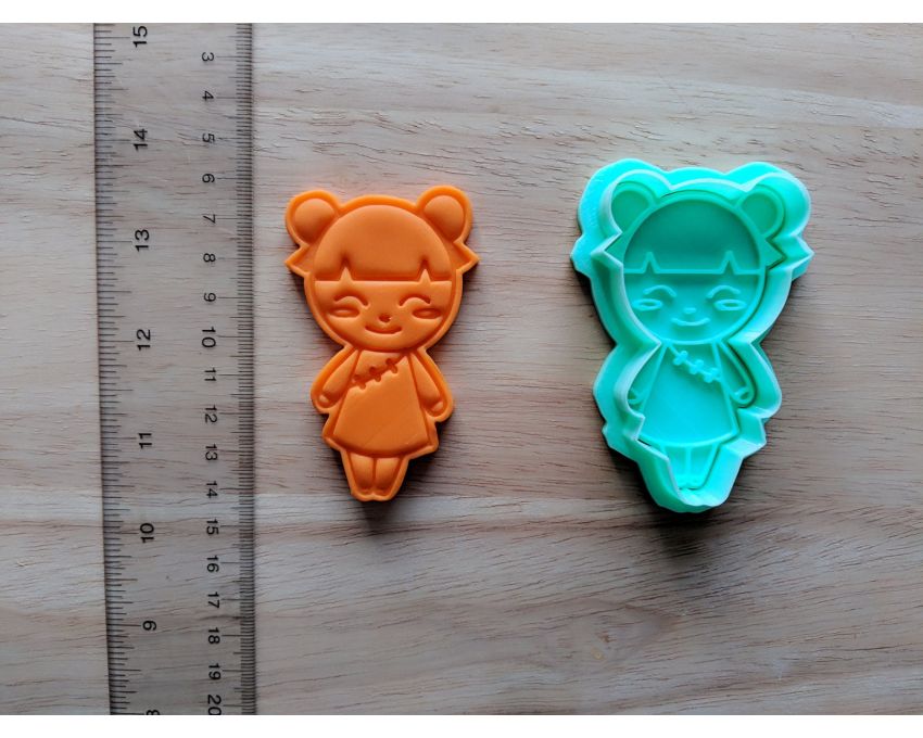 Chinese Girl Doll Cookie Cutter and Stamp Set. Chinese New Year Cookie Cutter