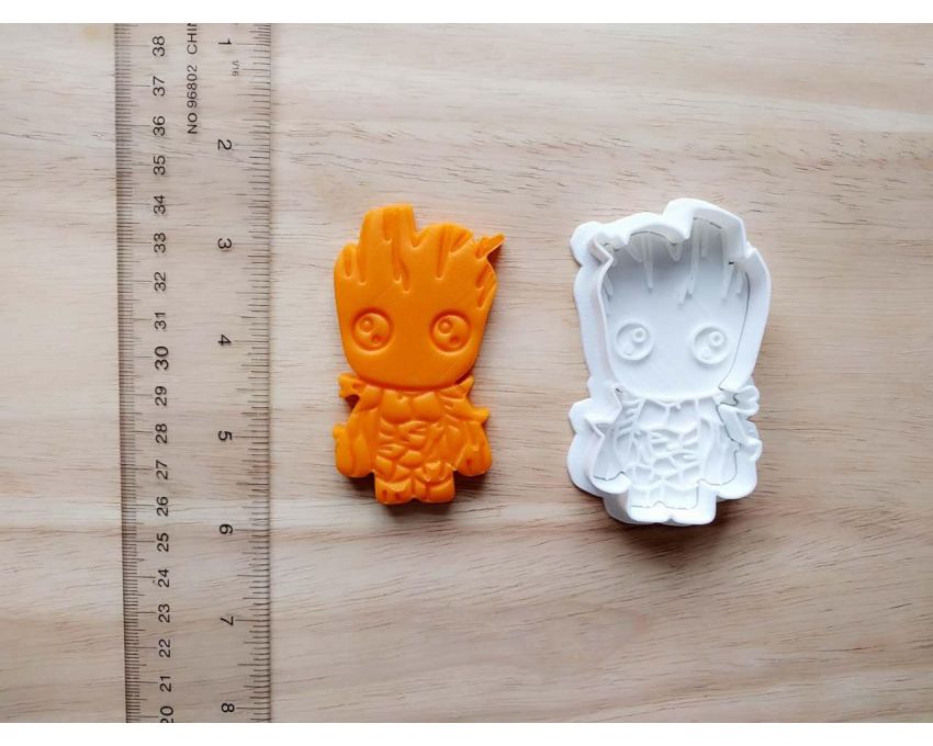 Baby Groot Cookie Cutter and Stamp Set. Cartoon Cookie Cutter