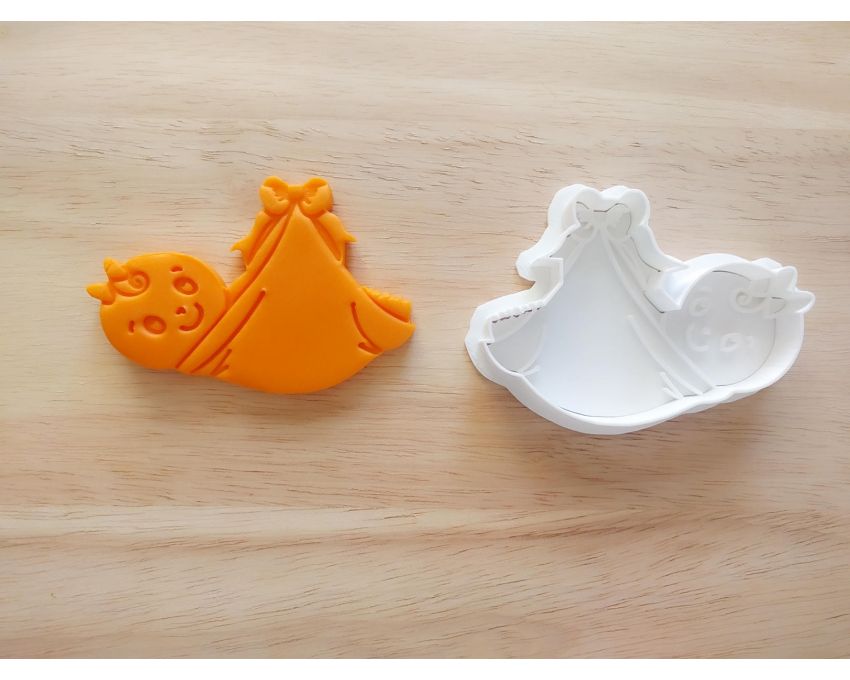 Baby Girl Cookie Cutter and Stamp Set. Baby Shower Cookie Cutter