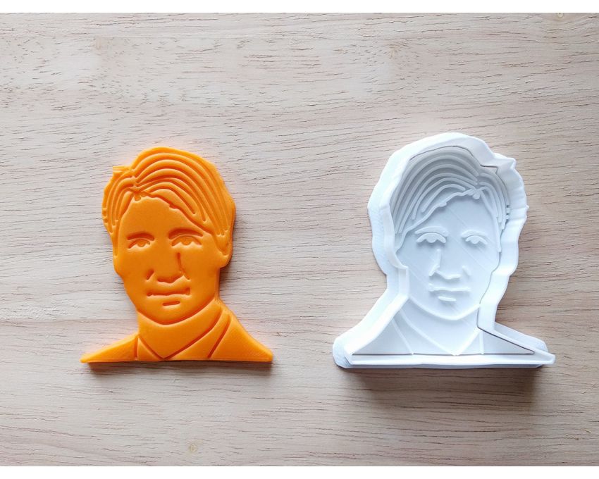 Justin Trudeau Cookie Cutter and Stamp Set. Canada Cookie Cutter