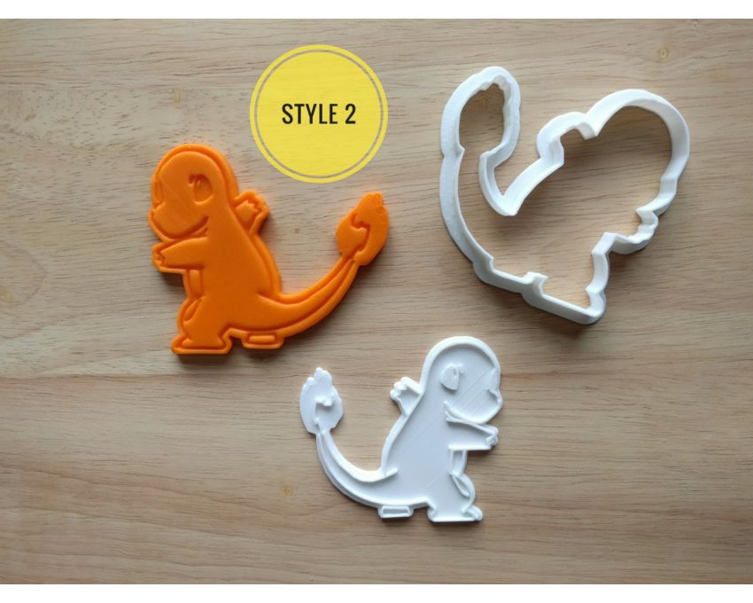 Charmander Cookie Cutter and Stamp Set. Pokemon Cookie Cutter