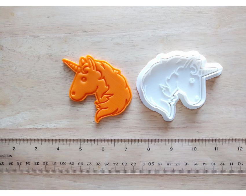 Unicorn Emoji Cookie Cutter and Stamp Set. Unicorn Cookie Cutter