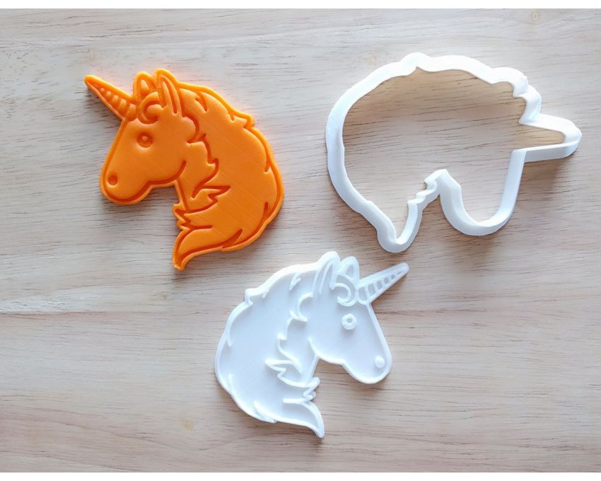 Unicorn Emoji Cookie Cutter and Stamp Set. Unicorn Cookie Cutter