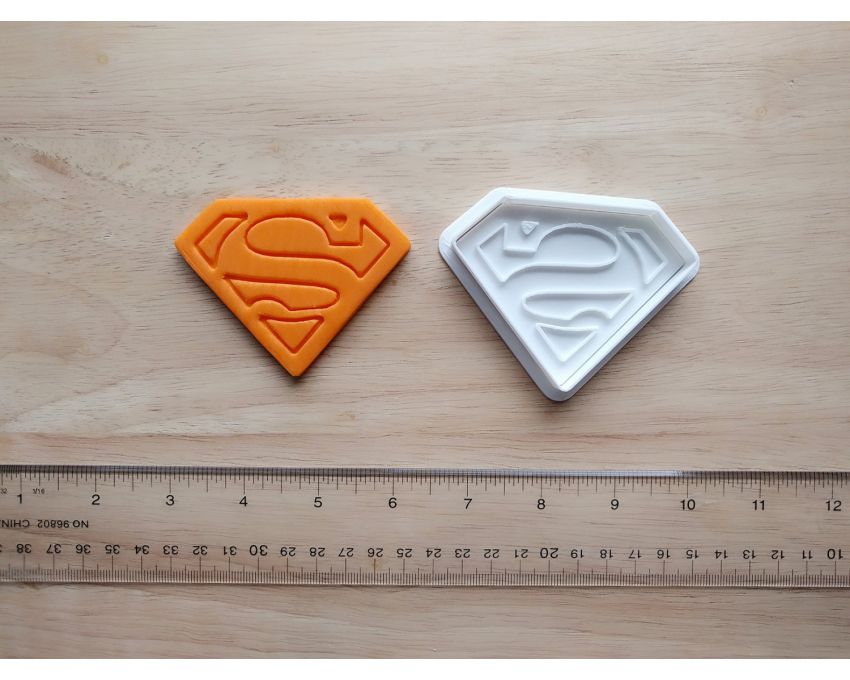 Superman Cookie Cutter and Stamp Set. Super Hero Cookie Cutter
