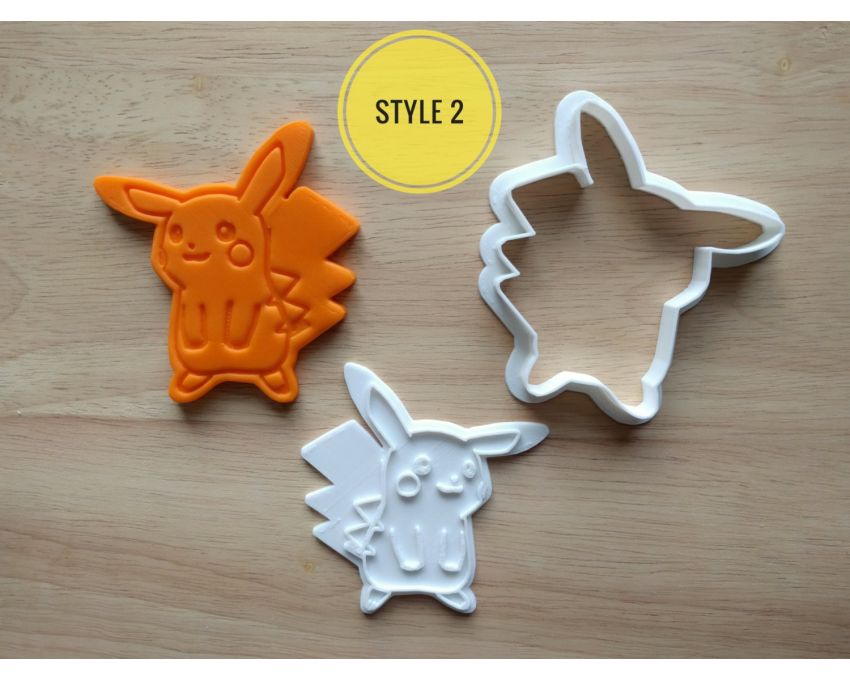 Pikachu Cookie Cutter and Stamp Set. Pokemon Cookie Cutter