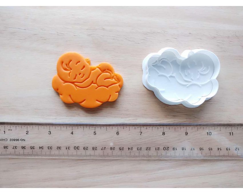 Baby Over Cloud Cookie Cutter and Stamp Set. Baby Shower Cookie Cutter