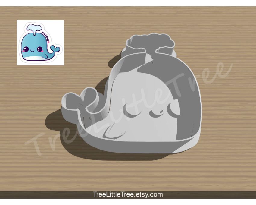 Blue Whale Cookie Cutter and Stamp Set. Animal Cookie Cutter