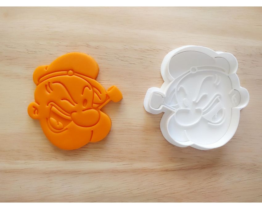 Popeye Cookie Cutter and Stamp Set. Cartoon Cookie Cutter