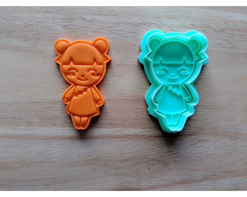 Chinese Girl Doll Cookie Cutter and Stamp Set. Chinese New Year Cookie Cutter