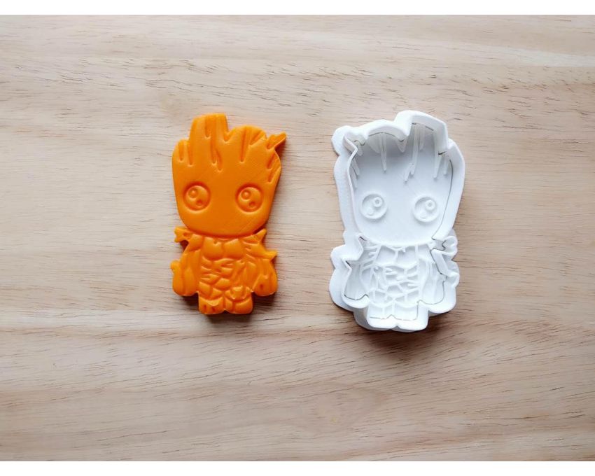 Baby Groot Cookie Cutter and Stamp Set. Cartoon Cookie Cutter