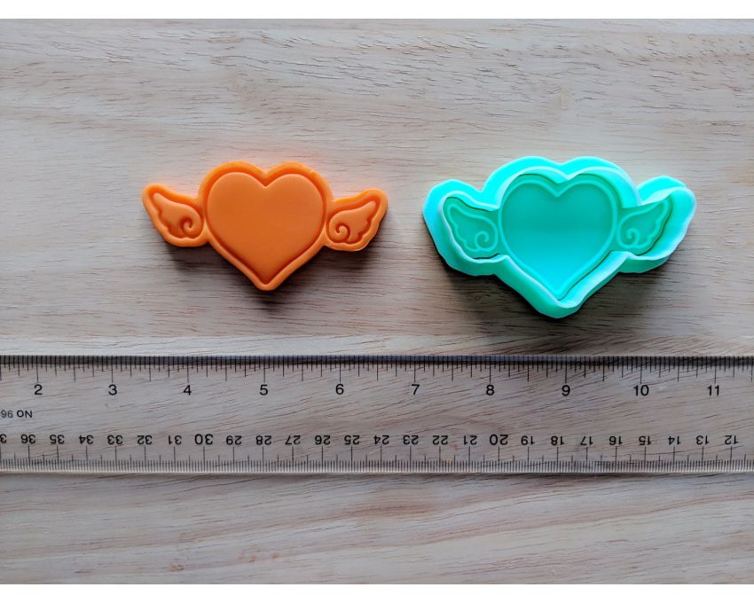 Flying Heart Cookie Cutter and Stamp Set. Valentine's day Cookie Cutter