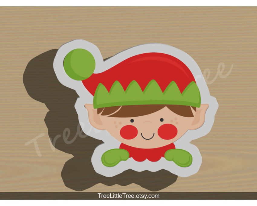 Peeking Elf Cookie Cutter. Christmas Cookie Cutter