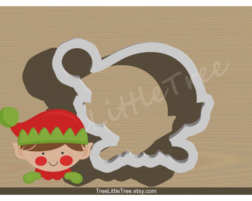 Peeking Elf Cookie Cutter. Christmas Cookie Cutter