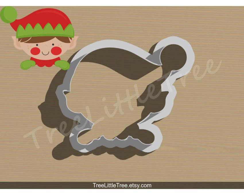 Peeking Elf Cookie Cutter. Christmas Cookie Cutter