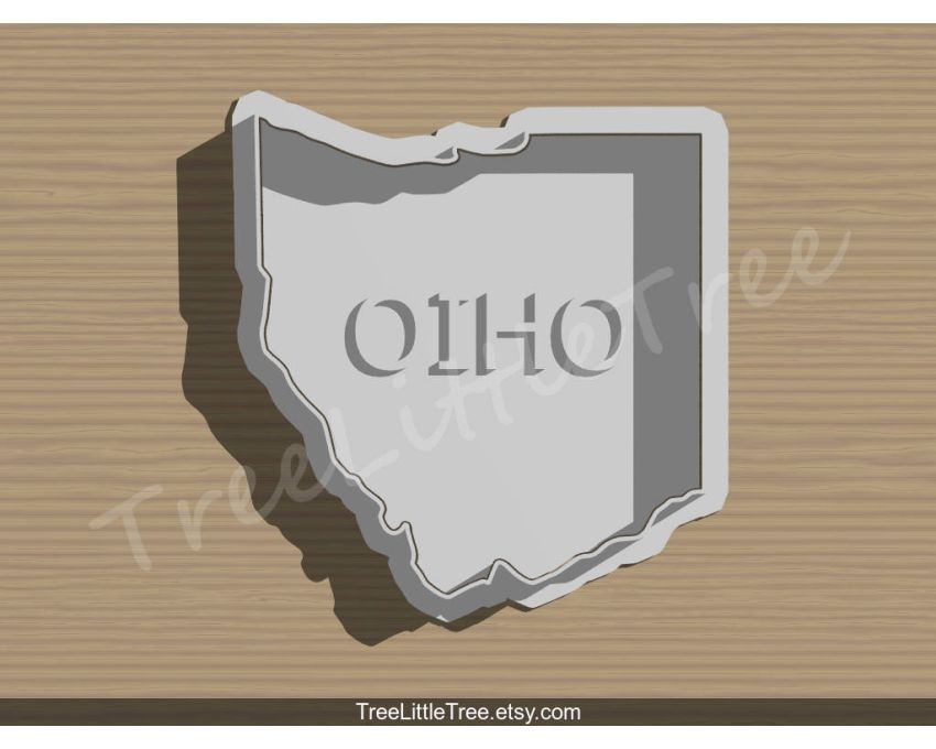 USA Ohio State Cookie Cutter and Stamp Set. USA Cookie Cutter