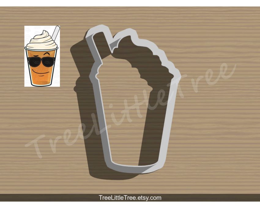 Frappe Iced Cap Cookie Cutter. Summer Cookie Cutter