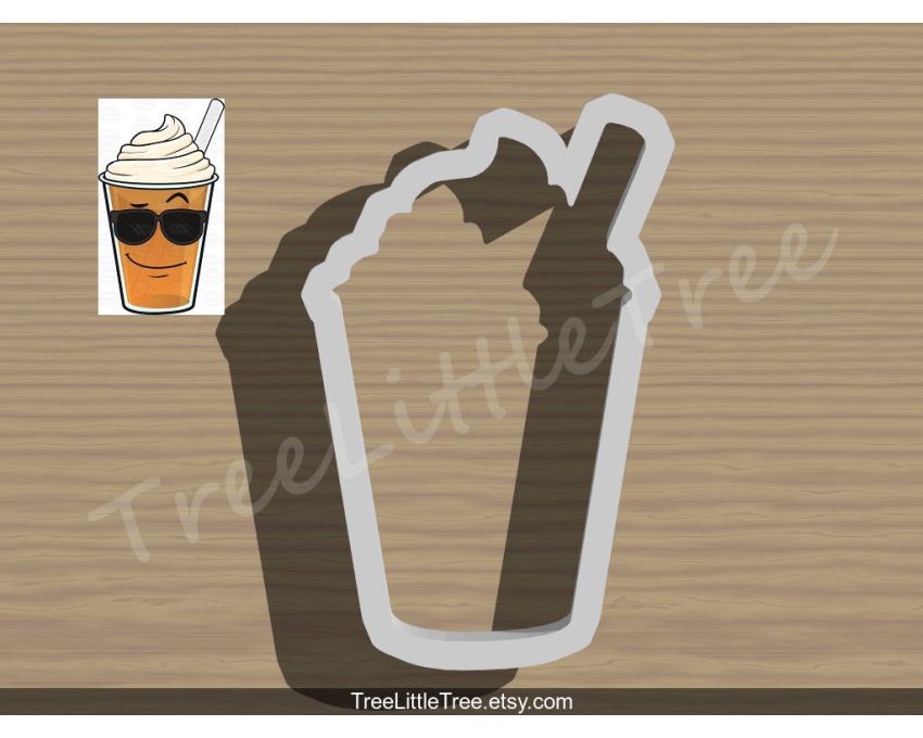 Frappe Iced Cap Cookie Cutter. Summer Cookie Cutter