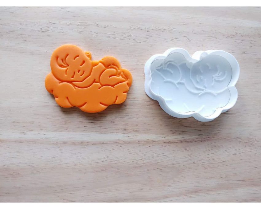 Baby Over Cloud Cookie Cutter and Stamp Set. Baby Shower Cookie Cutter
