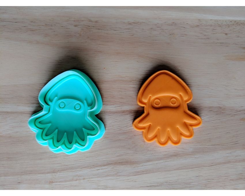 Squid Cookie Cutter and Stamp Set. Super Mario Cookie Cutter
