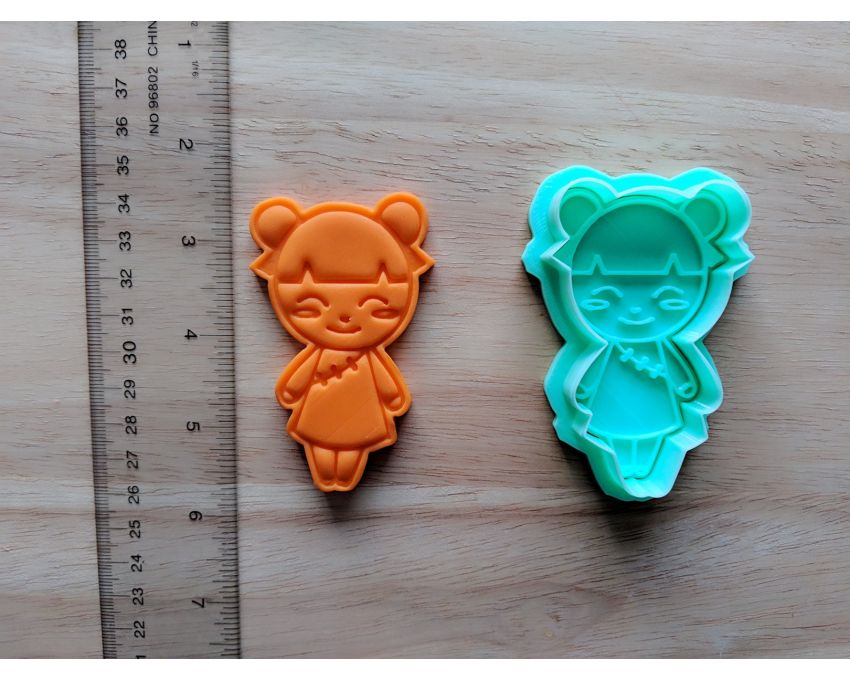 Chinese Girl Doll Cookie Cutter and Stamp Set. Chinese New Year Cookie Cutter