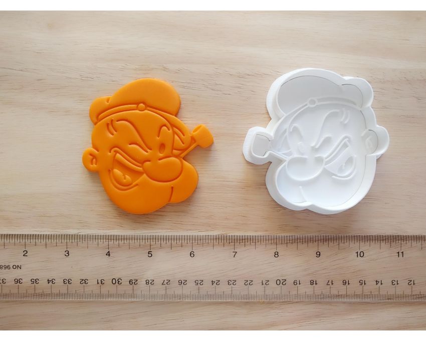 Popeye Cookie Cutter and Stamp Set. Cartoon Cookie Cutter