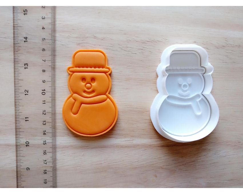 Snowman Cookie Cutter and Stamp Set. Christmas Cookie Cutter