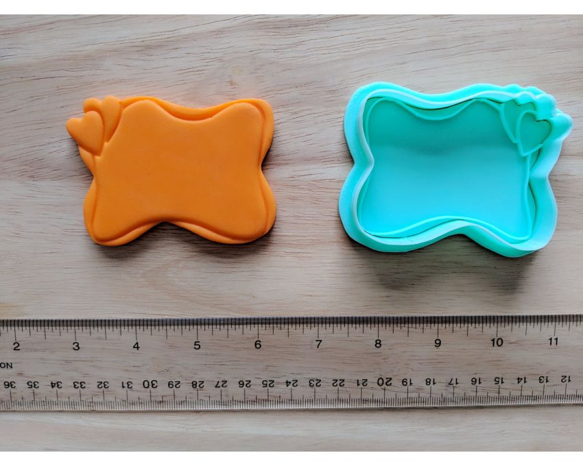 Heart Frame Cookie Cutter and Stamp Set. Valentine's day Cookie Cutter