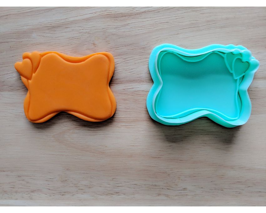 Heart Frame Cookie Cutter and Stamp Set. Valentine's day Cookie Cutter