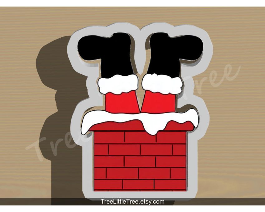 Santa in Chimney Cookie Cutter. Christmas Cookie Cutter